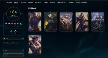 Ouro 4 com TODOS os Champs e 164 Skins( JG / TOP / SUP )