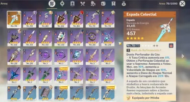 Conta Genshin impact DILUK+Kging Zong +arma 5* AR 50