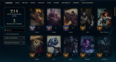 Platina 1 com 75 Champs e 33 Skins ( ADC / SUP )