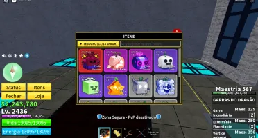 Conta Max com a maioria das frutas despertadas e Cyborg v3
