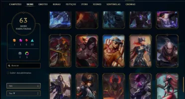 Conta platina 4 Soloduo/Flex com 63 skins e 109 champs
