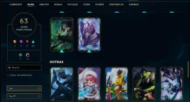 Conta platina 4 Soloduo/Flex com 63 skins e 109 champs