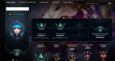 Conta platina 4 Soloduo/Flex com 63 skins e 109 champs