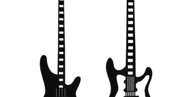 Kit 2 Quadros Guitarras em MDF Preto para Parede