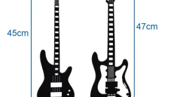 Kit 2 Quadros Guitarras em MDF Preto para Parede