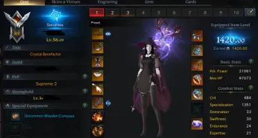 [Vern] Sorceress 1420 + 3 Alts 1370 (Steam 100% dedicada)