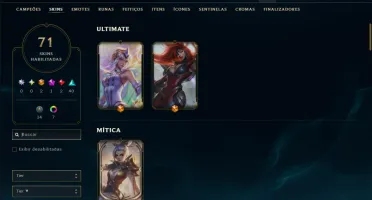 Ouro 4 com 150 Champs e 71 Skins +1 Prestigio da Riven