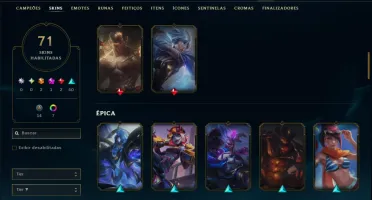 Ouro 4 com 150 Champs e 71 Skins +1 Prestigio da Riven