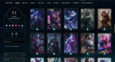 Ouro 4 com 150 Champs e 71 Skins +1 Prestigio da Riven
