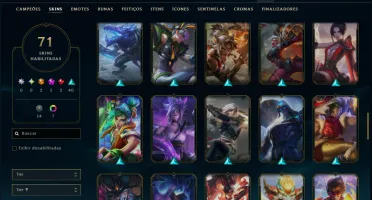 Ouro 4 com 150 Champs e 71 Skins +1 Prestigio da Riven