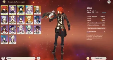 CONTA GENSHIN IMPACT AR36 Diluc/Venti/Jean 13/ 4 estrelas