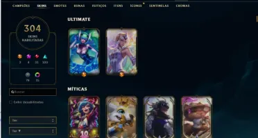 Conta LoL 304 skins, Diamante 4, 149 Campeões