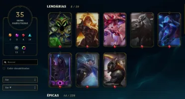 CONTA LEVEL 25 BOM PARA SMURF COM MUITAS SKINS E CHAMPS.