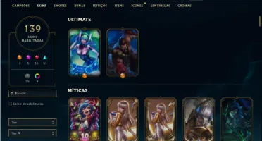 Conta Unranked com 116 Champs e 139 Skins + 3 Prestigios