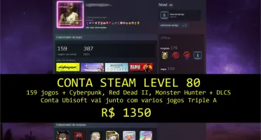 Conta Steam level80,159 Jogos+Uplay 15Jogos, Cyberpunk 2077!