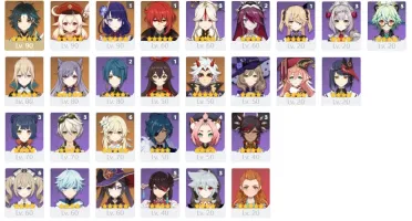 Xiao, Klee, Raiden c1 e Itto