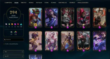 Platina 4 com TODOS os Champs e 294 Skins ( JG / TOP / MID )