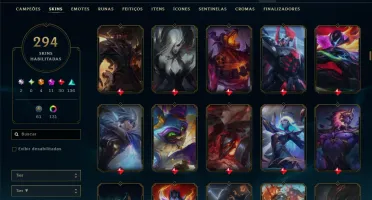 Platina 4 com TODOS os Champs e 294 Skins ( JG / TOP / MID )