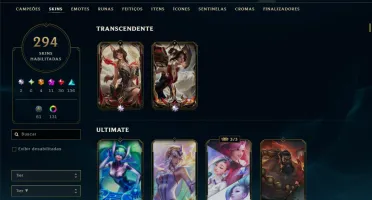 Platina 4 com TODOS os Champs e 294 Skins ( JG / TOP / MID )