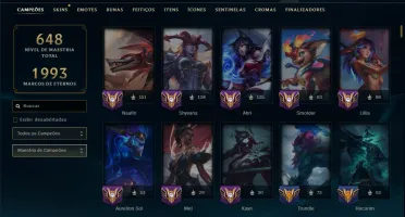 Platina 4 com TODOS os Champs e 294 Skins ( JG / TOP / MID )