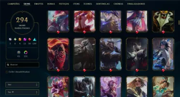 Platina 4 com TODOS os Champs e 294 Skins ( JG / TOP / MID )