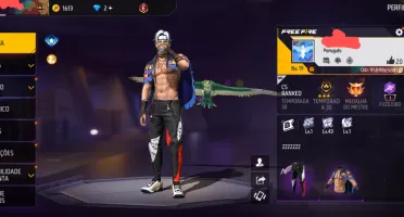 Conta free fire com calça anjo vermelha masculina