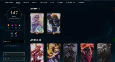 Conta ouro 2 com 147 skins e 112 champs