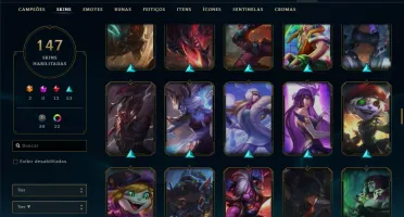 Conta ouro 2 com 147 skins e 112 champs