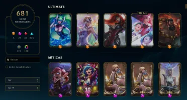 Conta de lol - Lvl 835 - Esmeralda Atual - 681 Skins !