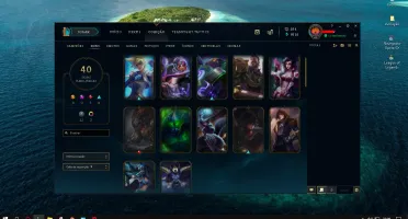 93campeões, 40skin, 3lendarias, 8épicas, 2chromas e 500 d RP