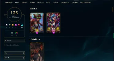 Unranked com 150 Champs e 135 Skins ( ADC / MID / TOP )
