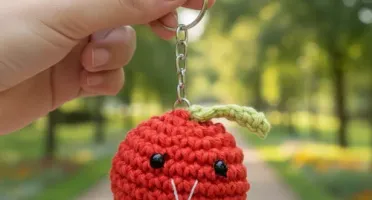 Chaveiro Mini Maçã Amigurumi