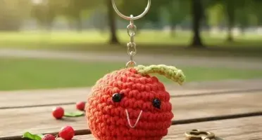 Chaveiro Mini Maçã Amigurumi