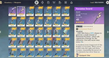 Conta Genshin Impact: QIQI + FAVONIOUS SWORD / NA SERVER