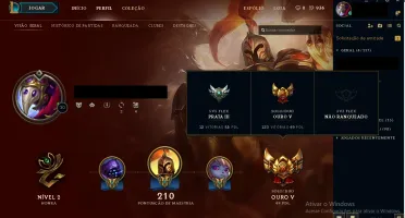 Conta de league of legends OURO V