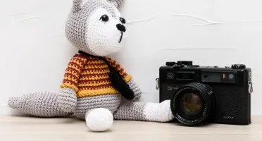 Lobo com Bolsa em Crochê Amigurumi