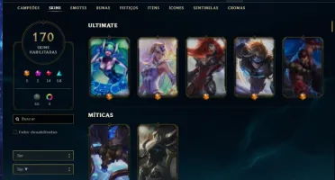 CONTA LOL TOP BARATINHA/ GOLD 3 /170 SKINS/2 MITICA/5 ULT