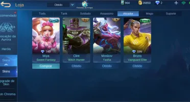 CONTA DE MOBILE LEGENDS COM VÁRIOS HERÓIS E SKINS