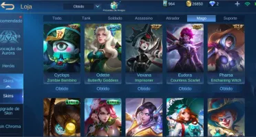 CONTA DE MOBILE LEGENDS COM VÁRIOS HERÓIS E SKINS