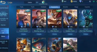 CONTA DE MOBILE LEGENDS COM VÁRIOS HERÓIS E SKINS