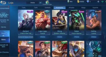CONTA DE MOBILE LEGENDS COM VÁRIOS HERÓIS E SKINS