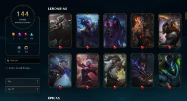 CONTA COM 144 SKINS BOAS, 156 CAMPEÕES, NUNCA BANIDA
