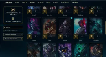 Ferro 1 com 50 Champs e 29 Skins + 2800 RP