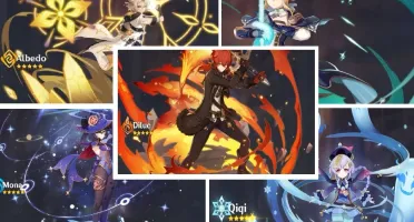 Conta Genshin Impact: Diluc, Qiqi, Mona, Jean e Albedo Ar 48