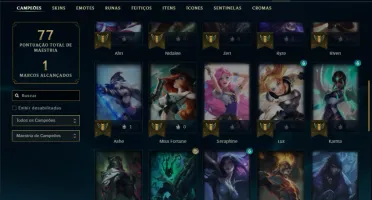 Conta Platina 2 com 41 Champs e 15 Skins + 1 Fragmento
