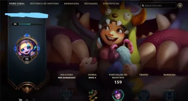 Conta LoL nivel 56 unranked com skins lendarias