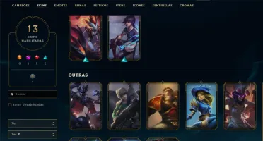 Conta LoL nivel 56 unranked com skins lendarias