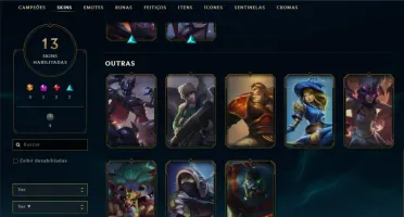 Conta LoL nivel 56 unranked com skins lendarias