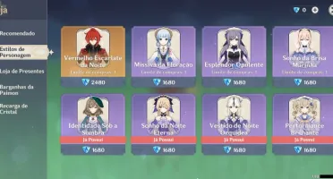 Conta Genshin com 12 personagens T5 e 2 armas T5