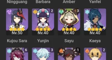 Conta Genshin com 12 personagens T5 e 2 armas T5